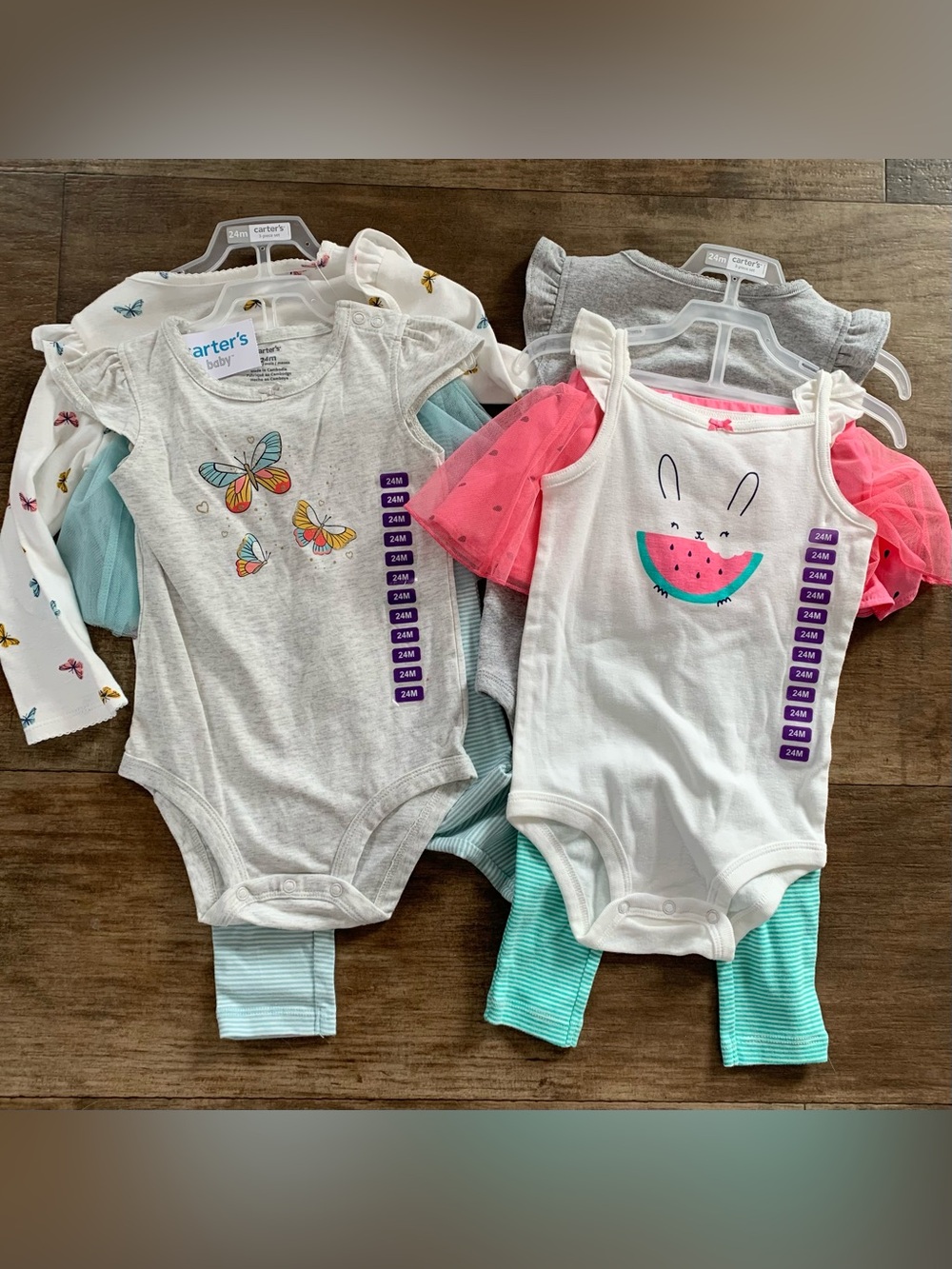 New Carter’s no 3 piece outfit sets tutu pants Watermelon and Butterflies